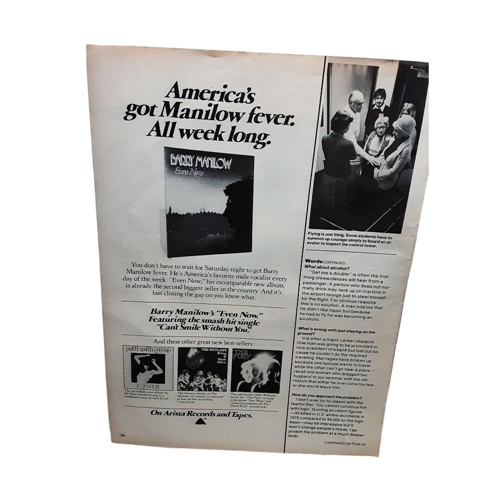 1978 Barry Manilow Even Now Original Print Ad Vintage